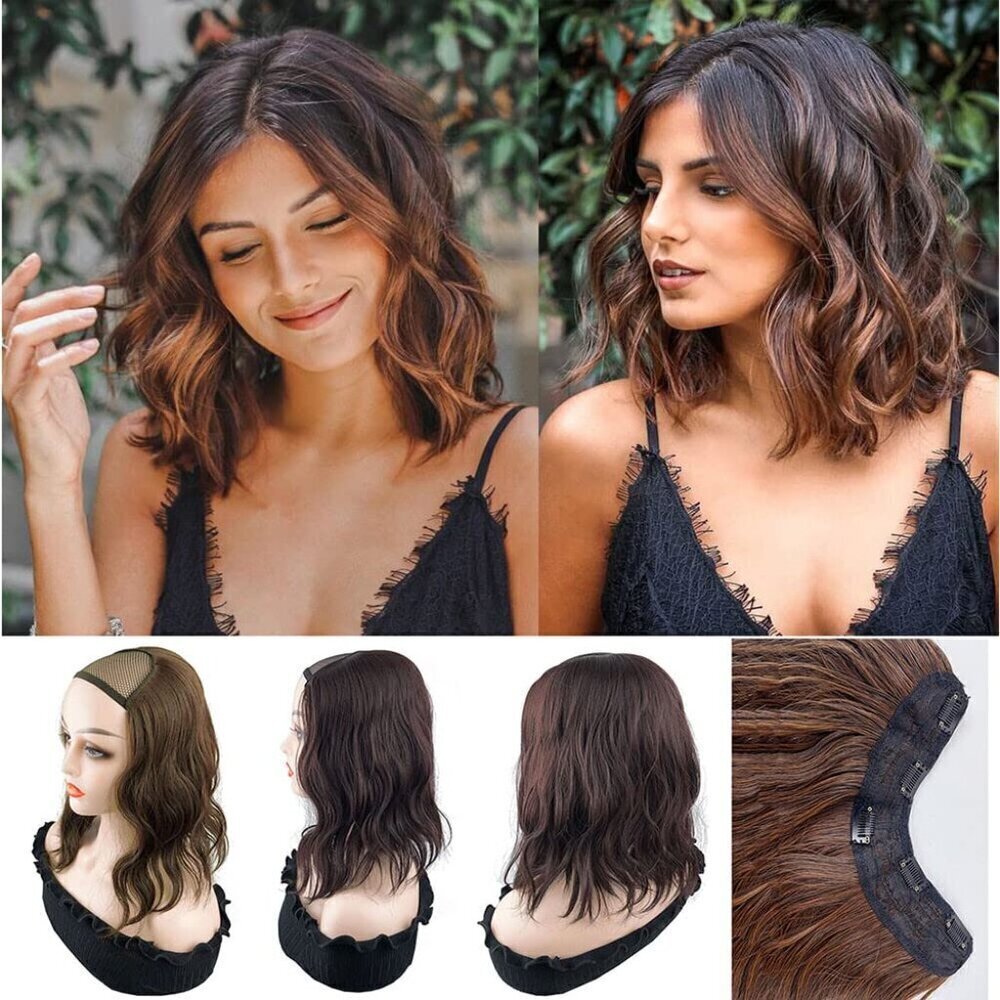 Hair Extensions Clip in Synthetic Wavy Curly Full Head U Shape Hair Wigs for Wom